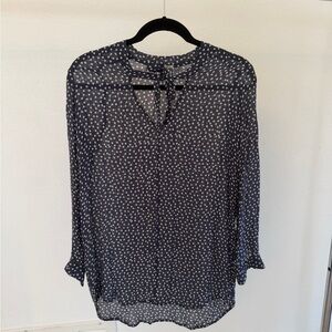 Chan Luu Navy and White Sheer Blouse